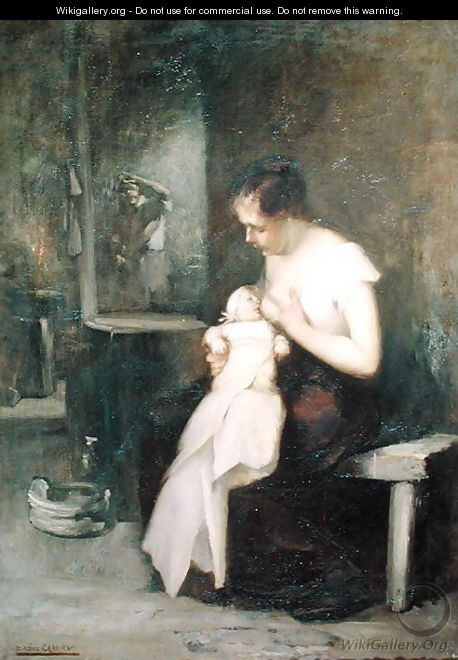 Young Mother, study for a painting for the Salon of 1879 - Eugene Carriere