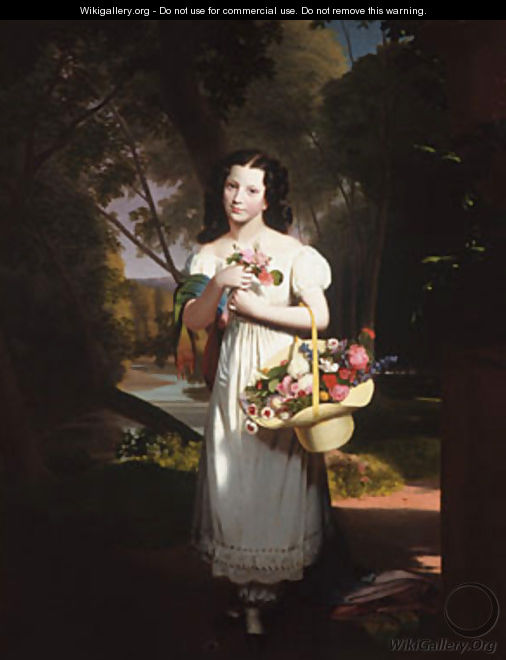 Little Girl with Flowers (Amelia Palmer) - Charles Cromwell Ingham