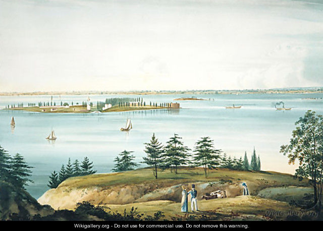 The Bay of New York and Governors Island Taken from Brooklyn Heights - William Guy Wall