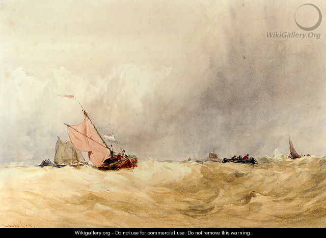 Shipping On The Sheldt, Dort Church In The Distance - David Cox