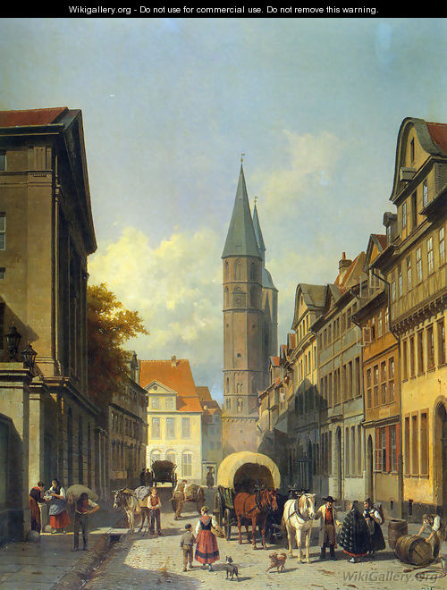 A Busy Street in a German Town - Jacques Carabain