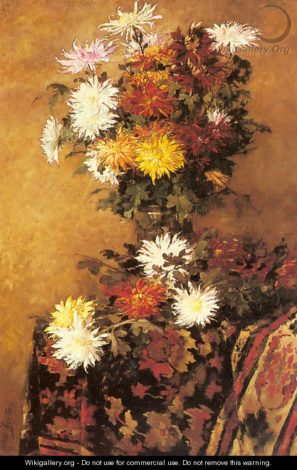 A Vase of Chrysanthemums - Alfred Ruytinx