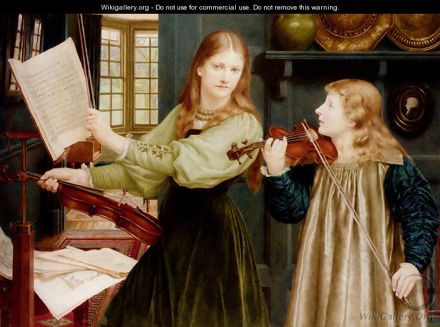 The Duet, Portrait Of Alexandra, Daughter Of Rev. G. Kitchin And Winifrid, Daughter Of The Painter - Henry Holiday