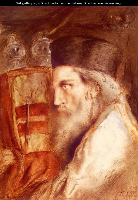 A Rabbi Holding The Torah - Simeon Solomon