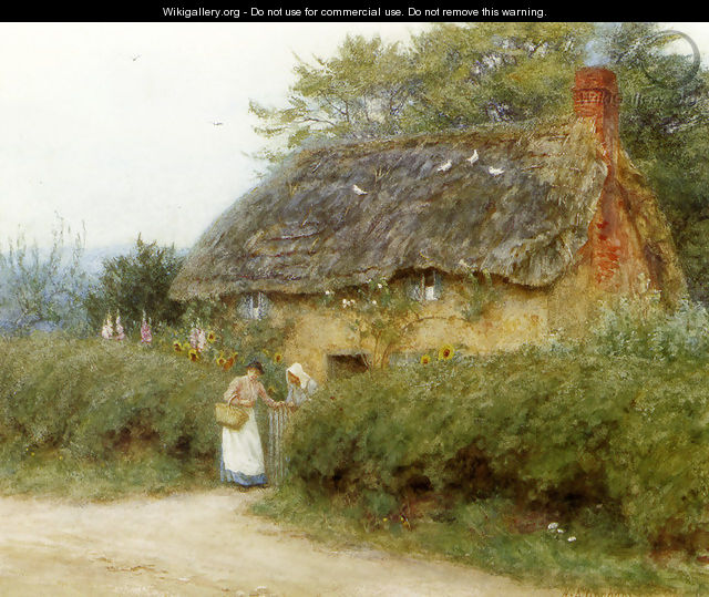 A Cottage With Sunflowers At Peaslake - Helen Mary Elizabeth Allingham, R.W.S.