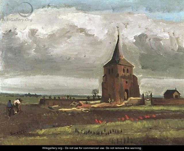The Old Tower At Nuenen With A Ploughman - Vincent Van Gogh