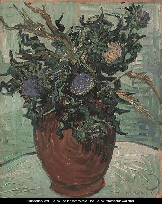 Vase With Flower And Thistles - Vincent Van Gogh