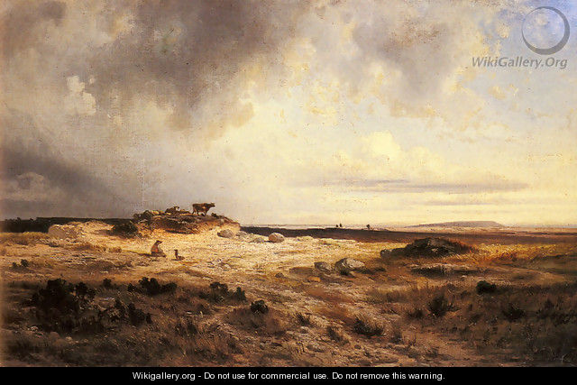 An Extensive Landscape with a Stormy Sky - Georges Michel