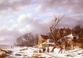 Gathering Wood In A Winter Landscape - Pierre Francois de Noter