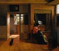 Interior with a Mother delousing her child's hair, known as 'A Mother's duty' - Pieter De Hooch