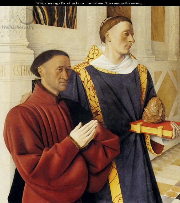 Etienne Chevalier With St. Stephen (panel of the Melun Diptych) - Jean Fouquet