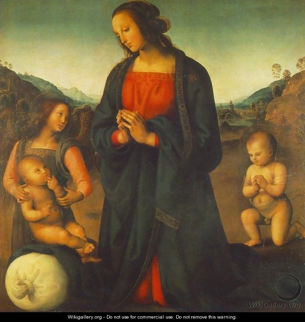 Madonna, an Angel and Little St John Adoring the Child (or Madonna del sacco) - Pietro Vannucci Perugino