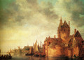 A Castle By A River With Shipping At A Quay - Jan van Goyen
