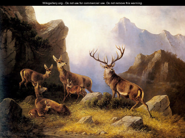Deer in a Mountainous Landscape - Moritz Muller