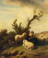 A Shepherdess And Her Flock - Edmond Jean Baptiste Tschaggeny