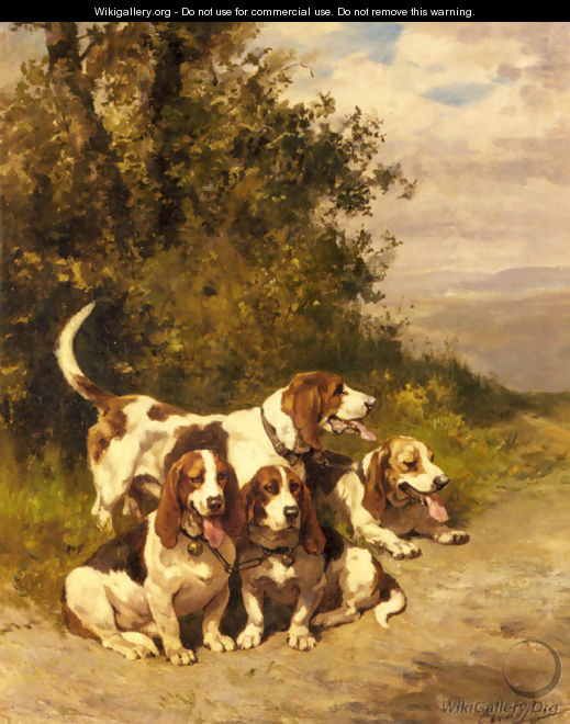 Hunting Dogs on a Forest Path - Charles Olivier De Penne