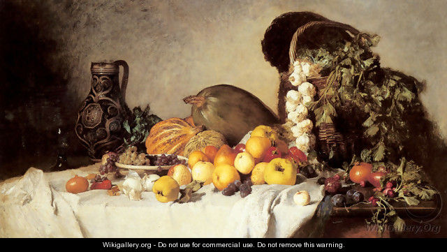 A Still Life with Fruit and Vegetables - Franz Rumpler