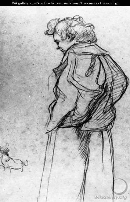 Madame Palmyre With Her Dog - Henri De Toulouse-Lautrec