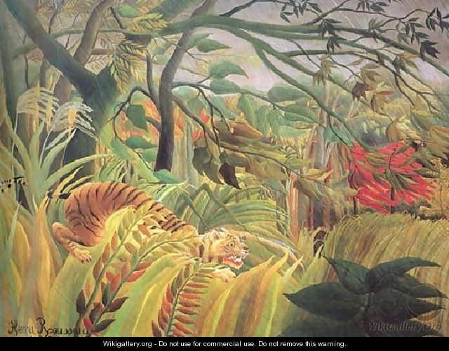 Tiger In A Tropical Storm Surprised - Henri Julien Rousseau