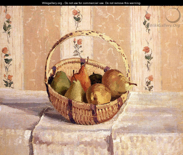 Still Life Apples And Pears In A Round Basket - Camille Pissarro
