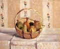 Still Life Apples And Pears In A Round Basket - Camille Pissarro