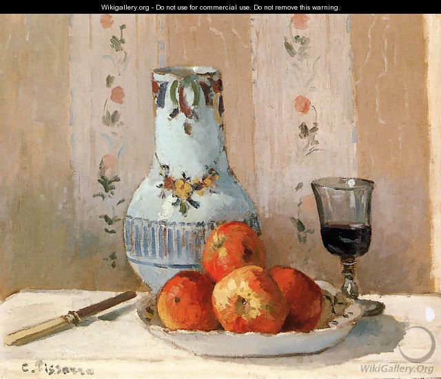 Still Life With Apples And Pitcher - Camille Pissarro