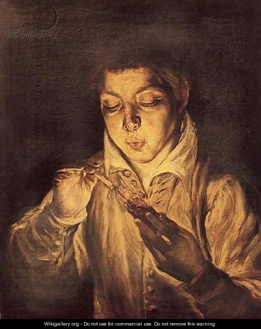 A Boy Blowing on an Ember to Light a Candle (Soplón) 1570-72 - El Greco (Domenikos Theotokopoulos)