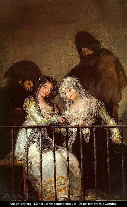 Majas On A Balcony - Francisco De Goya y Lucientes