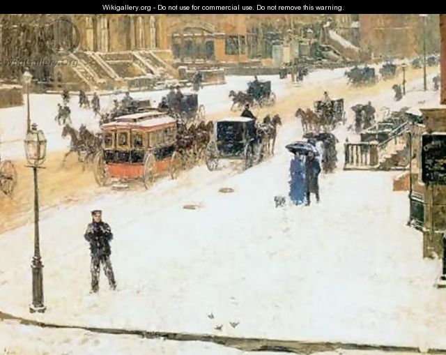 Fifth Avenue in Winter - Childe Hassam - WikiGallery.org, the largest ...