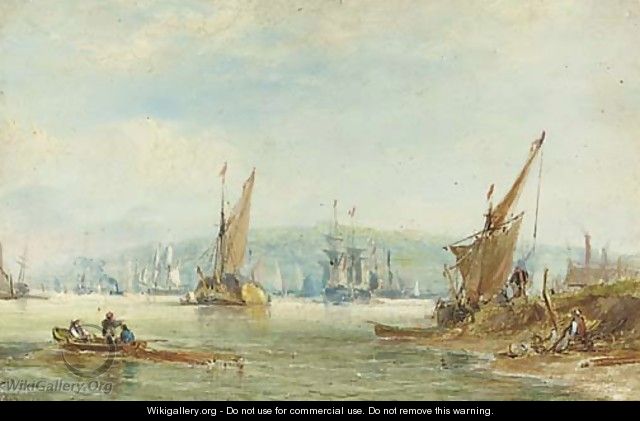 A busy day on the Medway - George Chambers - WikiGallery.org, the ...