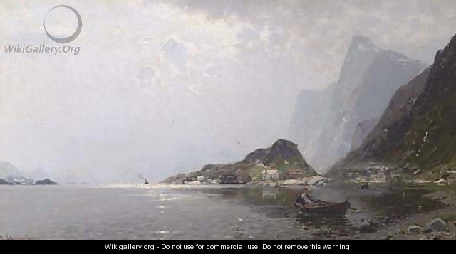Rowing out on a Norwegian Fjord - Georg Anton Rasmussen - WikiGallery ...