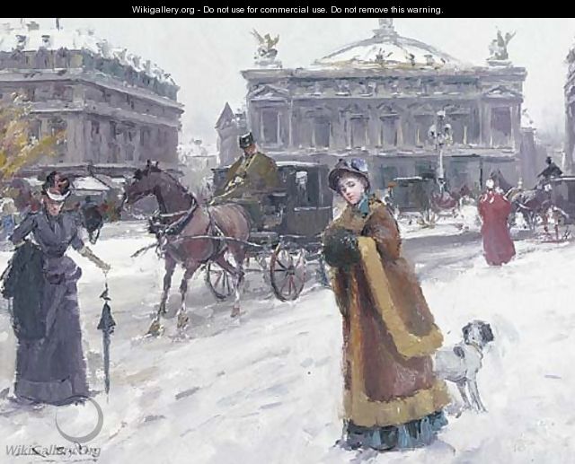 Figures in the snow before the Opera House, Paris - Joan Roig Soler ...