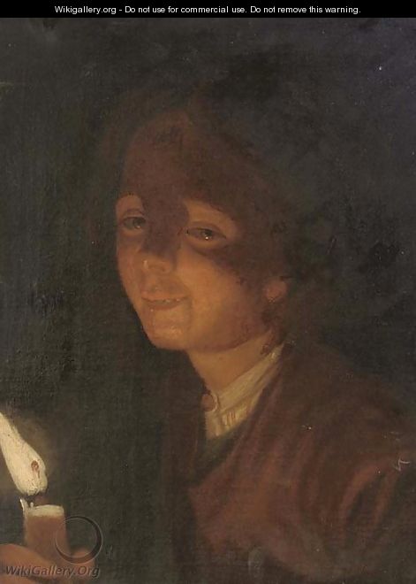 A boy carrying a candle - (after) Trophime Bigot - WikiGallery.org, the ...
