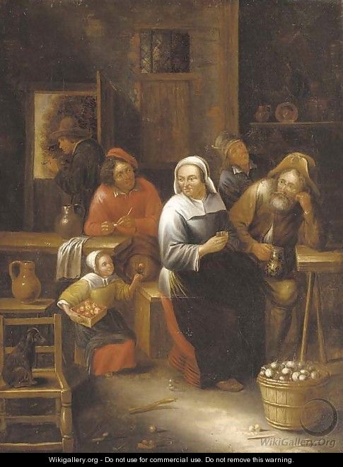 Peasants in a tavern - (after) Gillis Van Tilborch II - WikiGallery.org ...