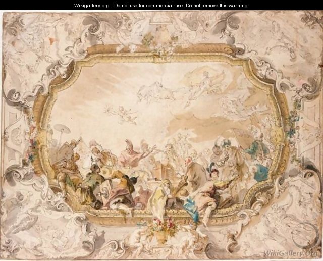 A Section Of A Design For A Ceiling Decoration - Venetian School ...