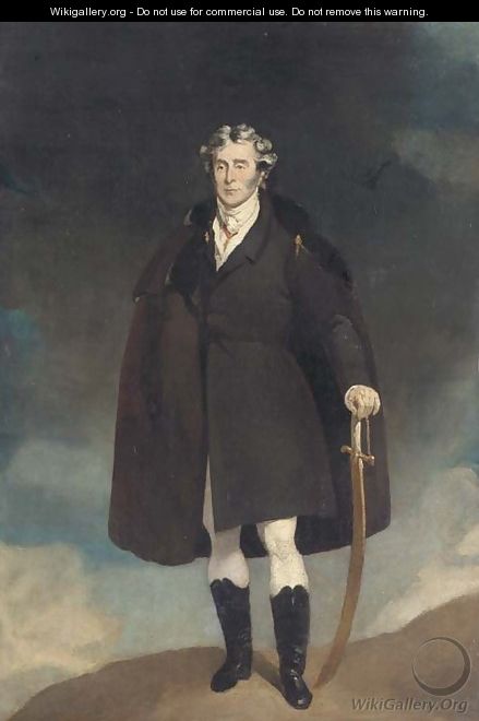 Arthur Wellesley, 1st Duke of Wellington, small full-length, in a cloak ...