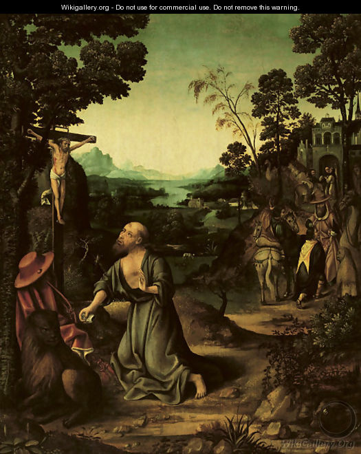 The Penitent Saint Jerome in the wilderness - (after) Joachim Patenier ...