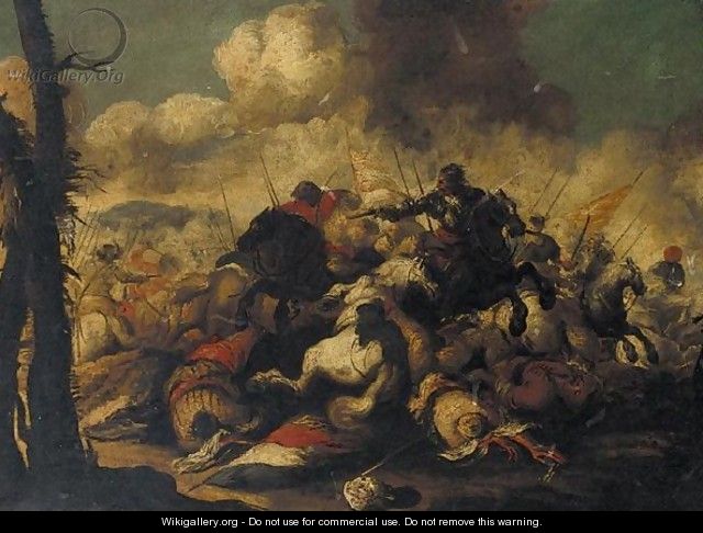 A Cavalry Battle Scene - (after) Antonio Calza - WikiGallery.org, the ...
