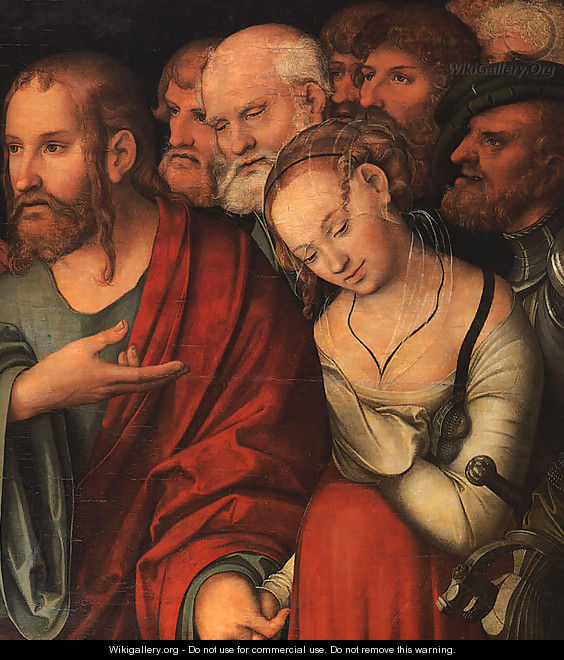 Christ And The Fallen Woman (detail) - Lucas The Younger Cranach