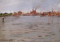Harbor Scene Brooklyn Docks - William Merritt Chase
