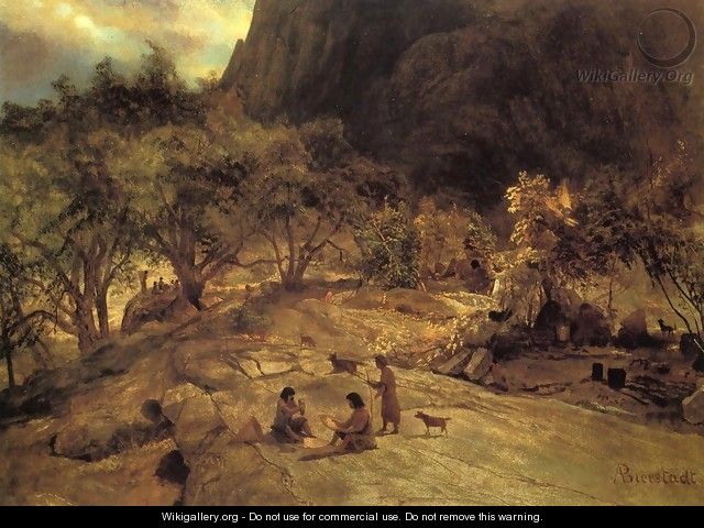 Mariposa Indian Encampment Yosemite Valley California - Albert Bierstadt