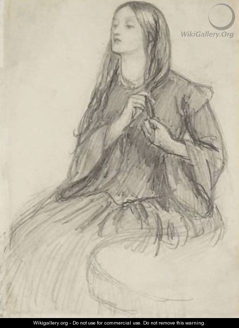 Elizabeth Siddall Plaiting Her Hair - Dante Gabriel Rossetti