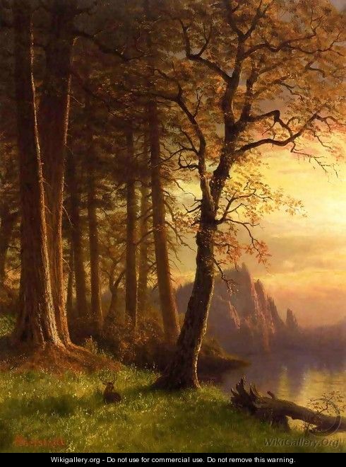 Sunset In California Yosemite - Albert Bierstadt