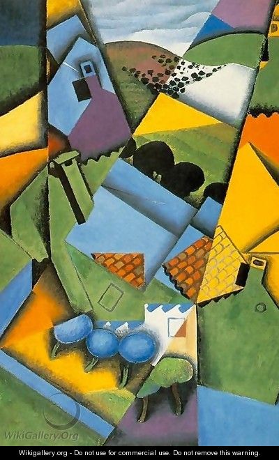 Landscape With Houses At Ceret - Juan Gris