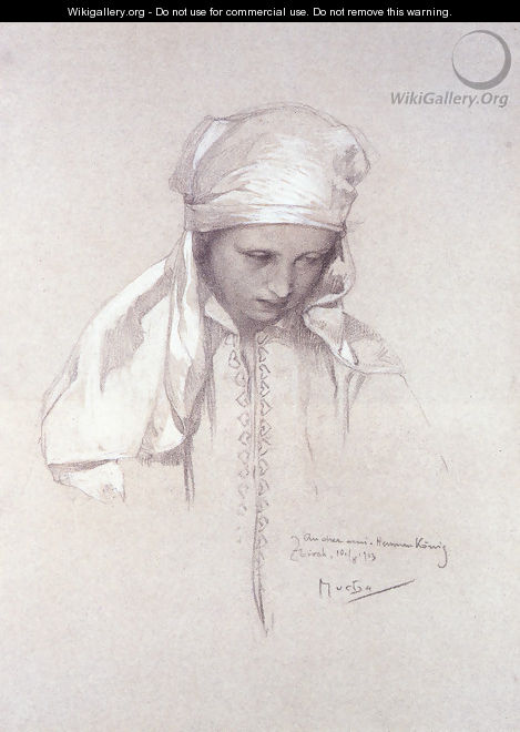 Portrait Of A Girl - Alphonse Maria Mucha