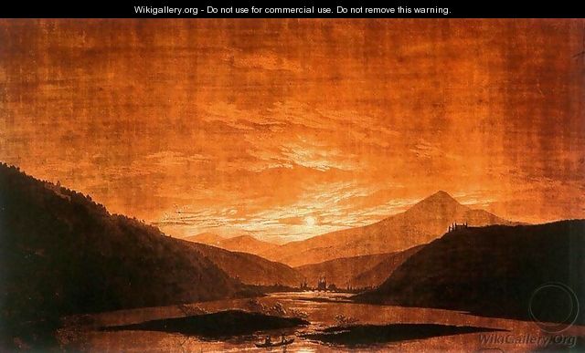 Mountainous River Landscape (Night Version) 1830-35 - Caspar David Friedrich