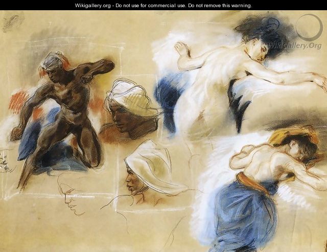 Sketch for The Death of Sardanapalus c. 1827 - Eugene Delacroix