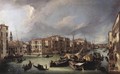 The Grand Canal With The Rialto Bridge In The Background - (Giovanni Antonio Canal) Canaletto