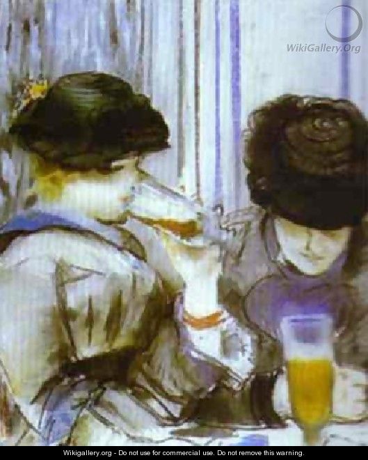 Two Women Drinking Bocks - Edouard Manet