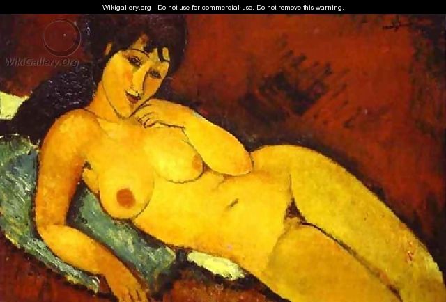 Nude On A Blue Cushion - Amedeo Modigliani